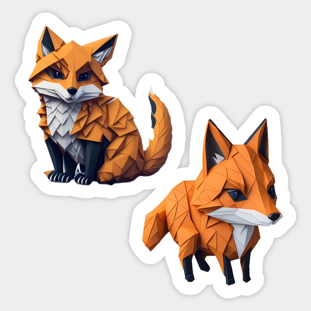 Tangram Fox Stickers Pack - Origami Fox - Sticker | TeePublic